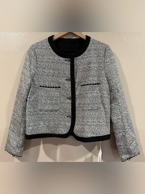 NWT Designer Inspired Black Trim Gray Tweed Women's Jacket small/medium Coat